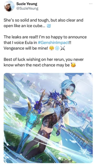 This is the Avatar Image for the Eula (Genshin Impact) (ENG) AI Voice and Text to Speech Generator